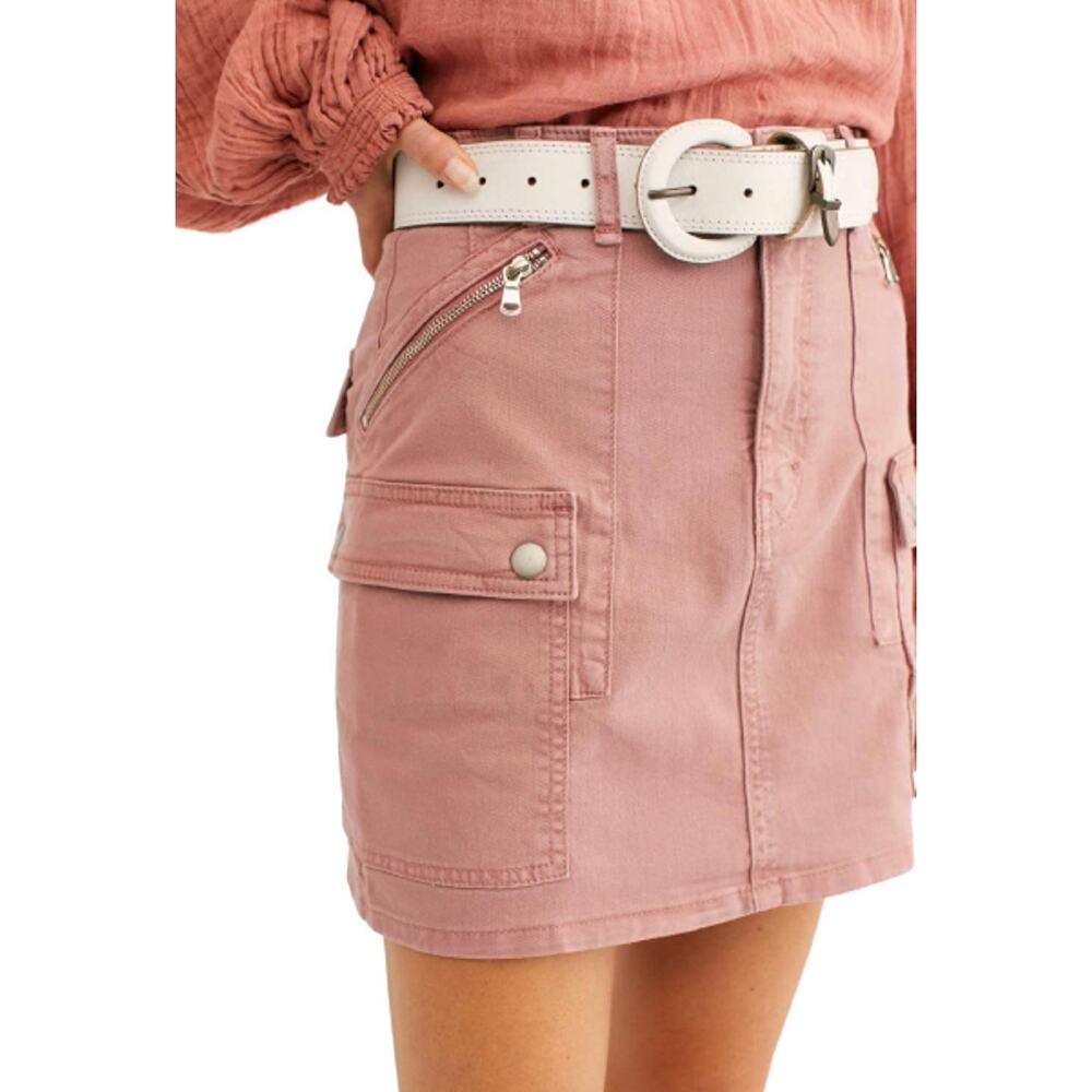 NWT Free People Denim Utility Mini Skirt Dusty Lilac size 28